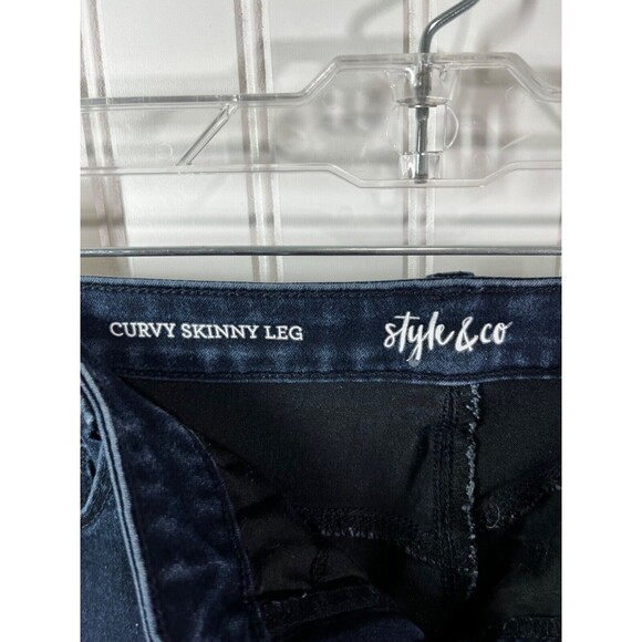 Style and Co Jeans Women Sz 6 Straight Leg Blue Stretch Denim Mid Rise Dark Wash - Picture 4 of 7